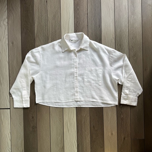 Zara Cropped Linen Women’s Shirt | Size: Small - Picture 1 of 7